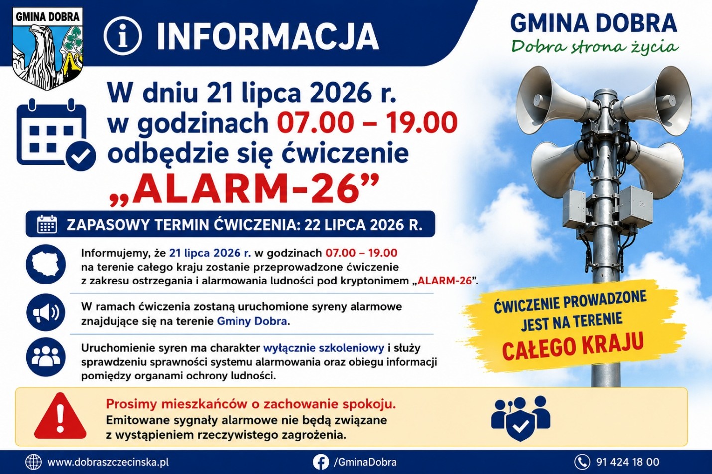 Ćwiczenie z zakresu ostrzegania i alarmowania ludności pod kryptonimem „ALARM-26”.