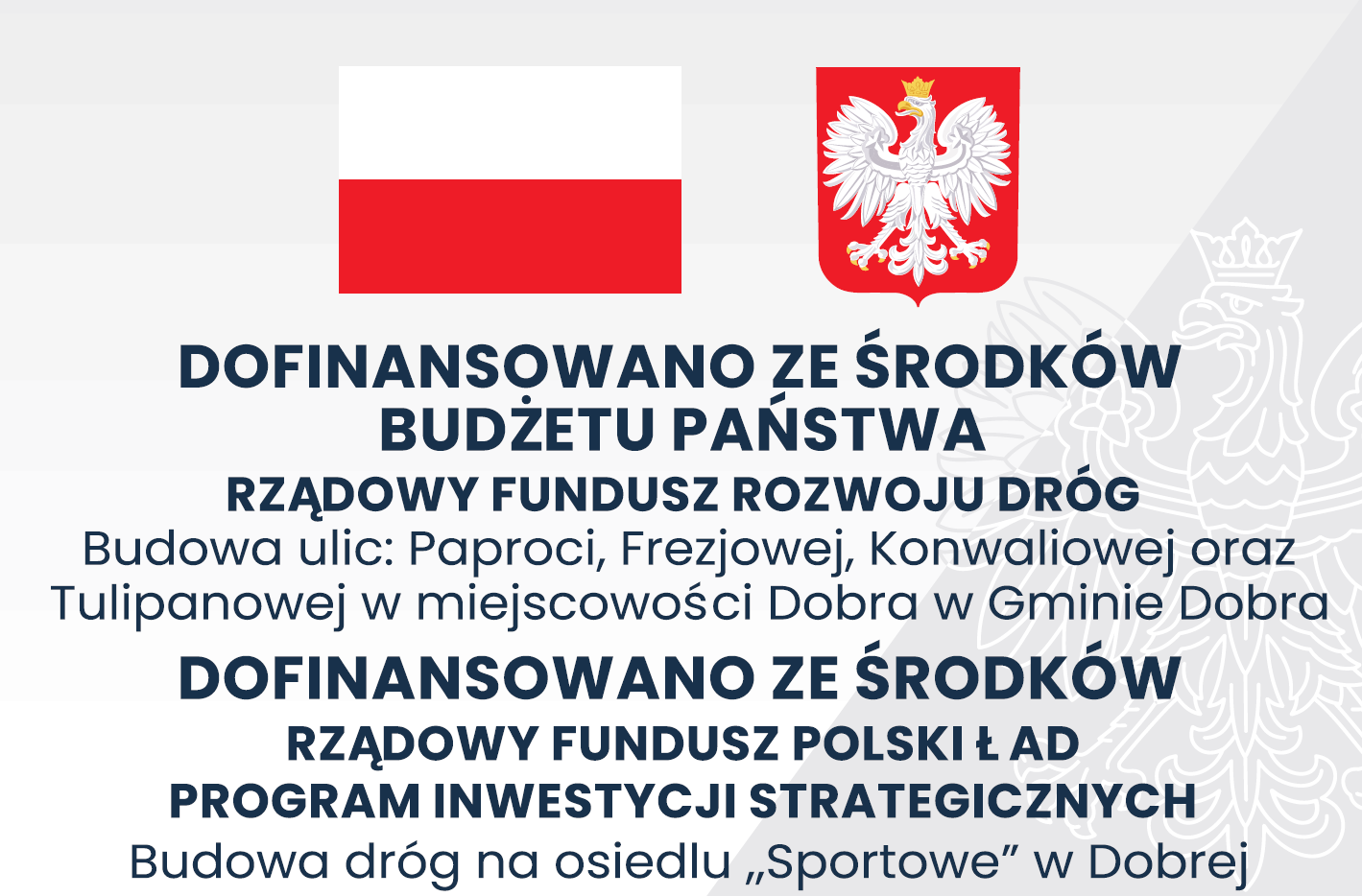 Dobra, budowa dróg na osiedlu „Sportowe” - II ETAP - budowa  ul. Paproci, Konwaliową, Frezjową oraz Tulipanową w m. Dobra