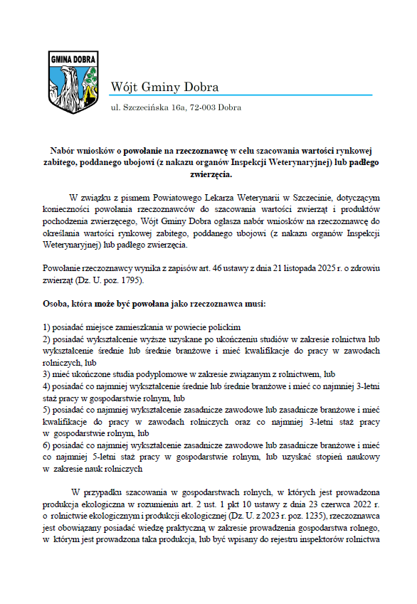 Nabór wniosków na powołanie na rzeczoznawcę