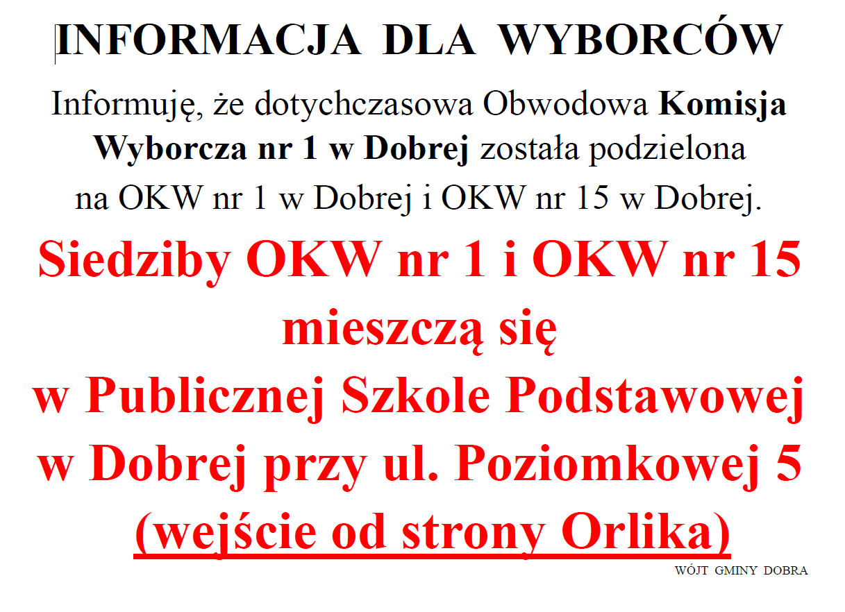 Nowa lokalizacja Komisji Wyborczej w Dobrej