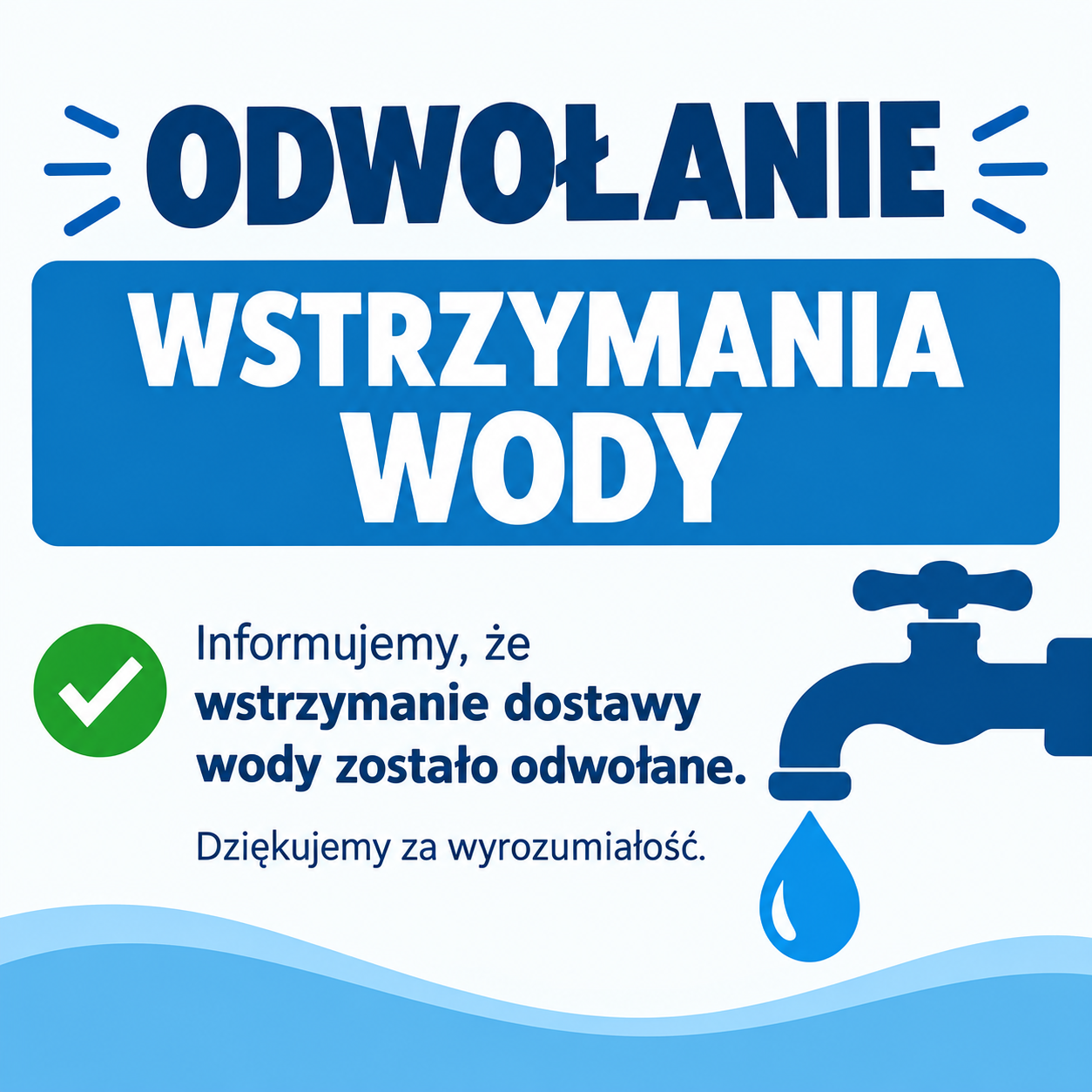 Odwołanie o wstrzymaniu wody w Dołujach