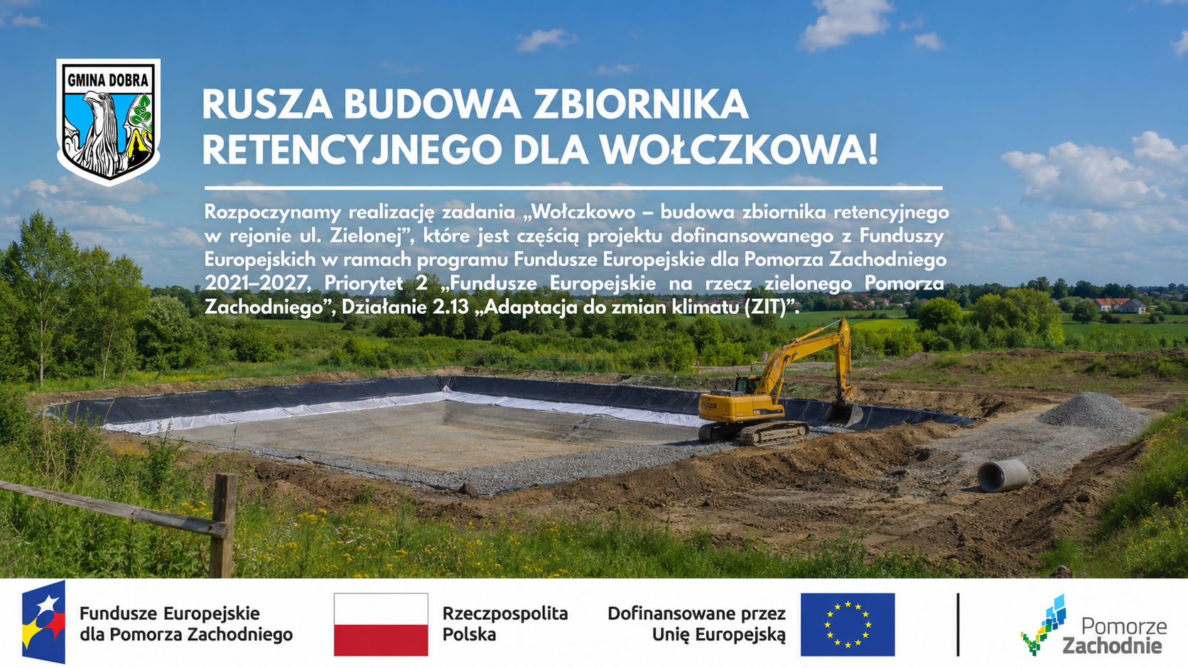 Rusza budowa zbiornika retencyjnego dla Wołczkowa!