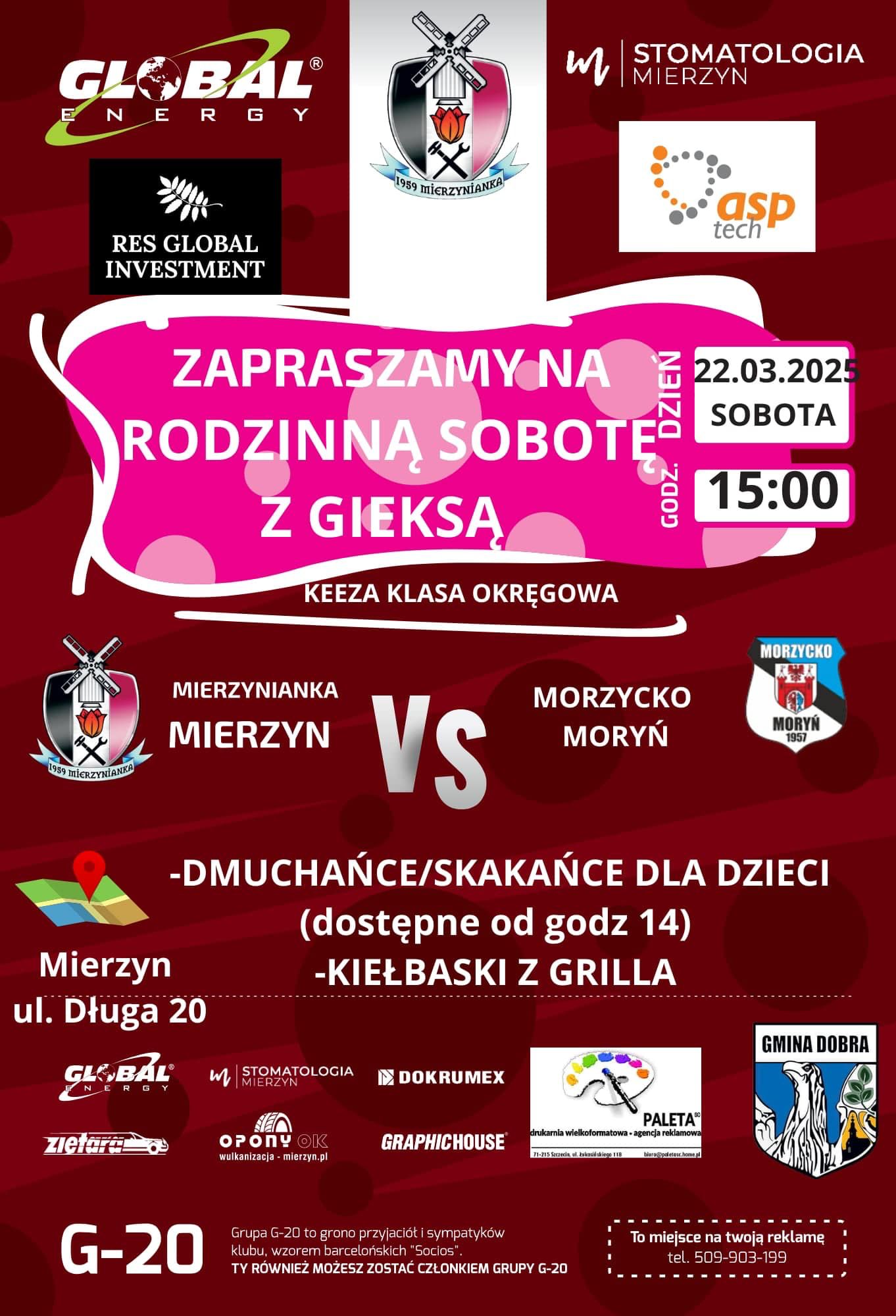 Zapraszamy na mecz Mierzynianki Mierzyn z Morzyckiem Moryń