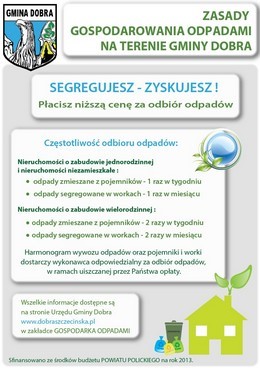Sposób segragacji odpadów w gminie Dobra!