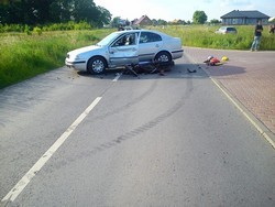 Niebezpieczny wypadek na ulicy Granicznej w Dobrej