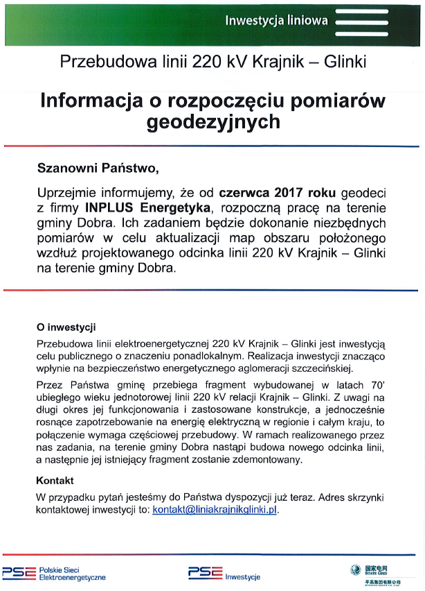 Informacja o rozpoczęciu pomiarów geodezyjnych