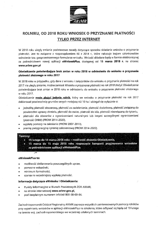 Rolniku, od 2018 roku wniosek o przyznanie płatności - tylko przez internet