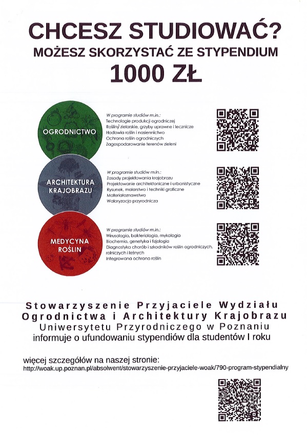 Stypendium Stowarzyszenia Przyjaciół Wydziału Ogrodnictwa i Architektury Krajobrazu