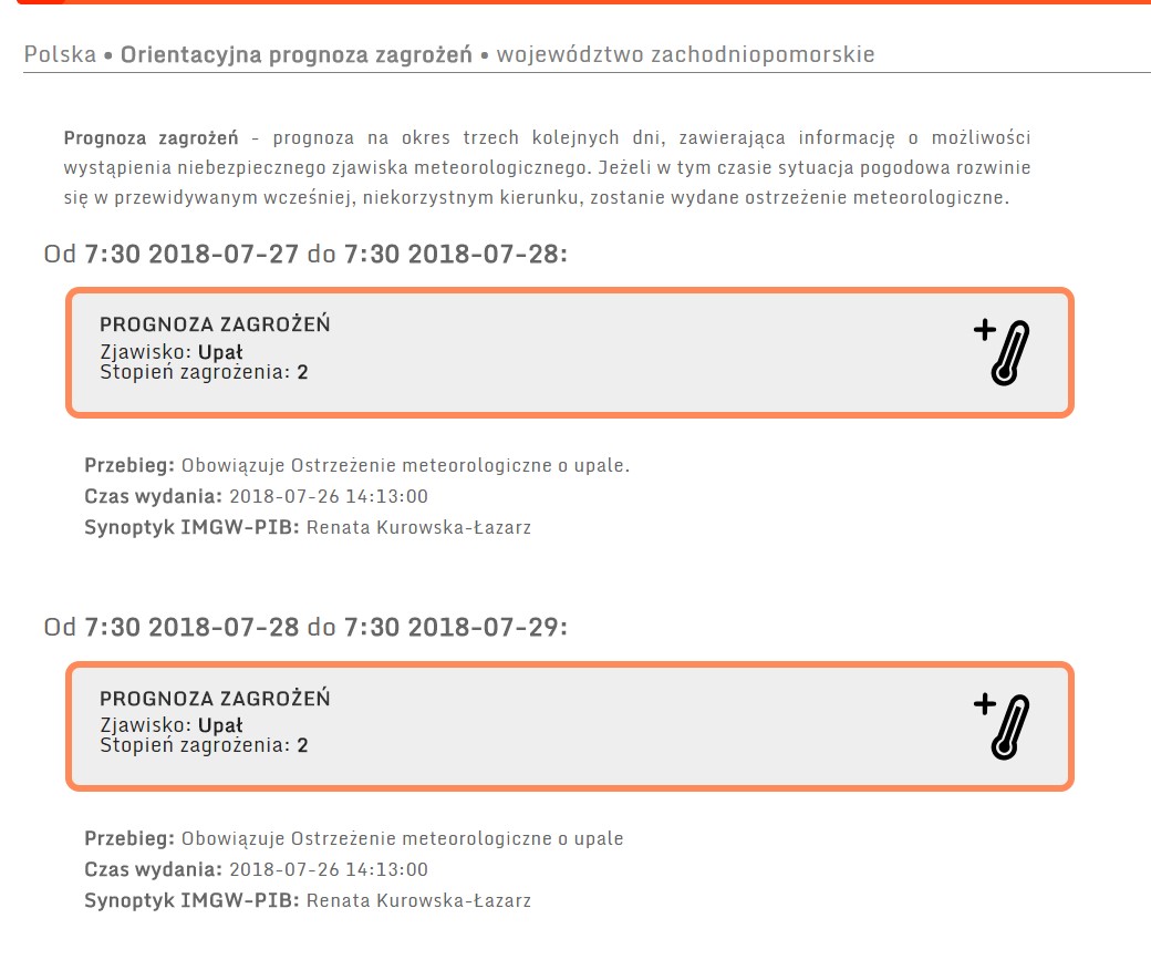 Informacja o zagrożeniach
