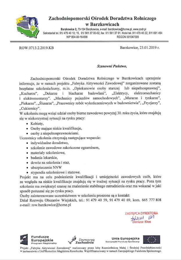 Bezpłatne szkolenia w ramach projektu "Fabryka Aktywności Zawodowej"