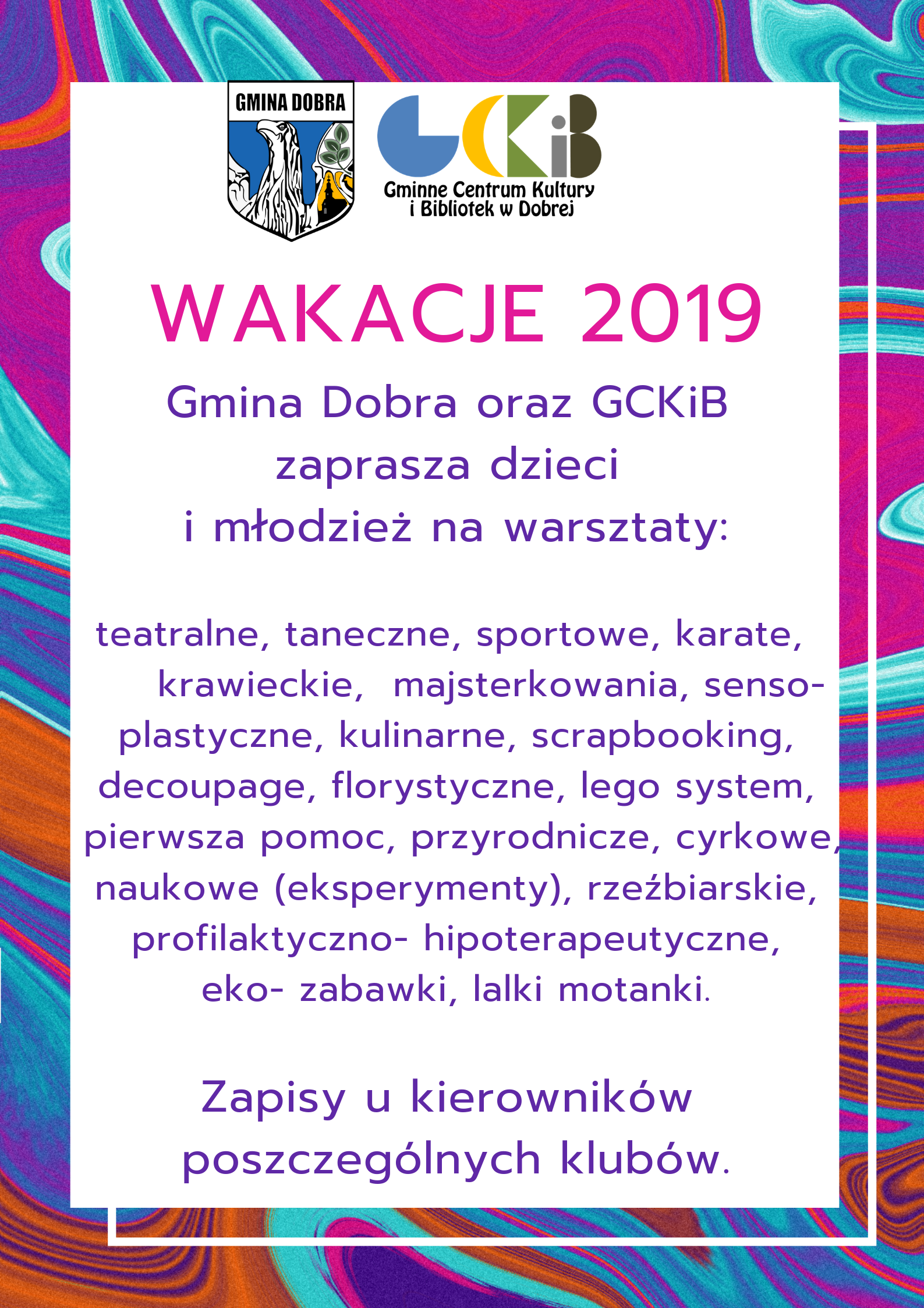 Wakacje z Gminnym Centrum Kultury i Bibliotek w Dobrej