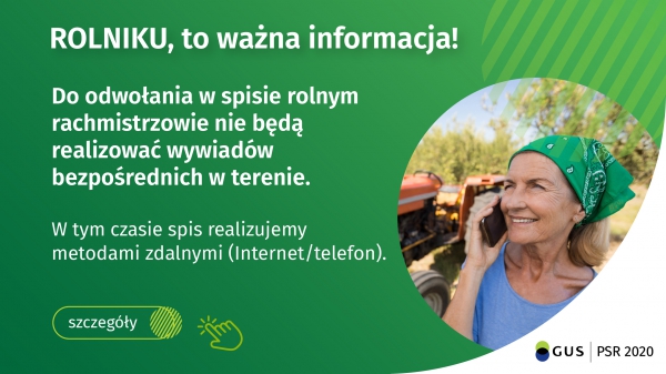Spis Rolny 2020 - brak wywiadów bezpośrednich w terenie do odwołania