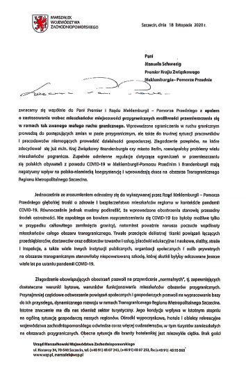 Apel o zastosowanie wobec mieszkańców miejscowości przygranicznych możliwości przemieszczania się w ramach tak zwanego małego ruchu granicznego