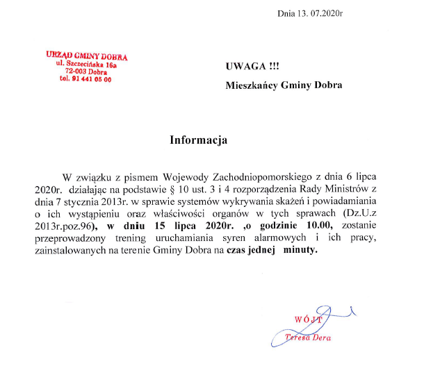 Trening uruchamiania syren alarmowych