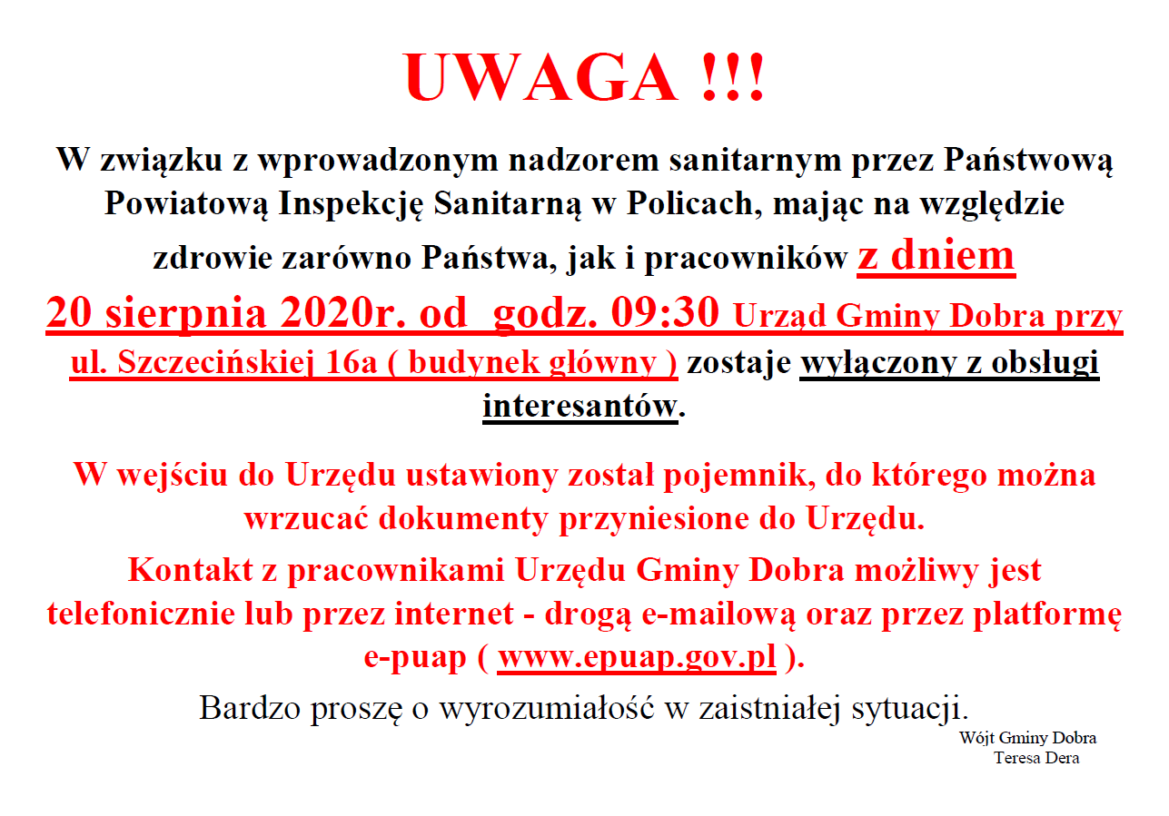 Budynek główny urzędu gminy wyłączony z bezpośredniej obsługi interesantów