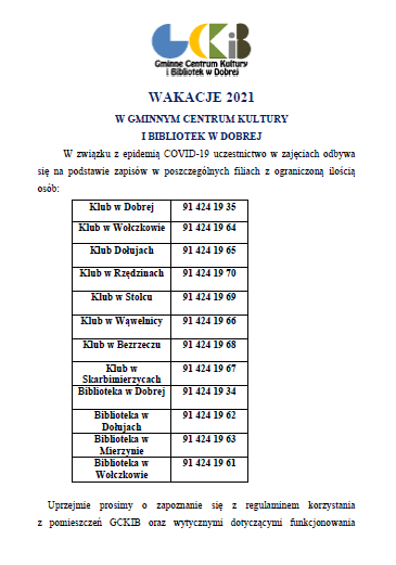 Wakacje w Gminnym Centrum Kultury i Bibliotek