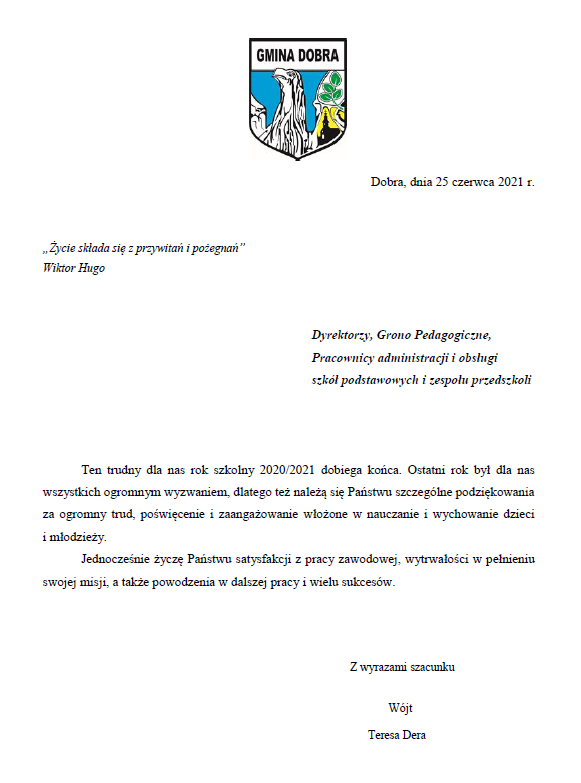Podziękowania dla pracowników oświaty