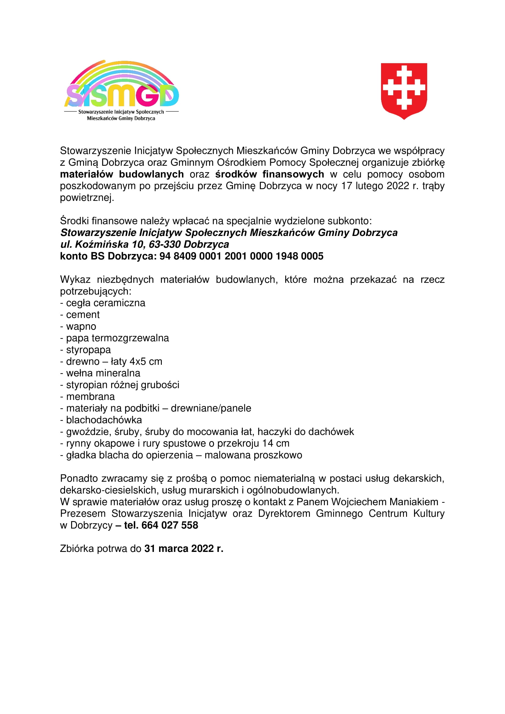 Pomoc dla mieszkańców gminy Dobrzyca