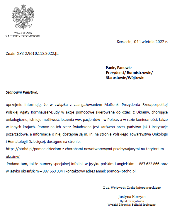 Akcja pomocowa dla dzieci z Ukrainy, chorujących onkologicznie