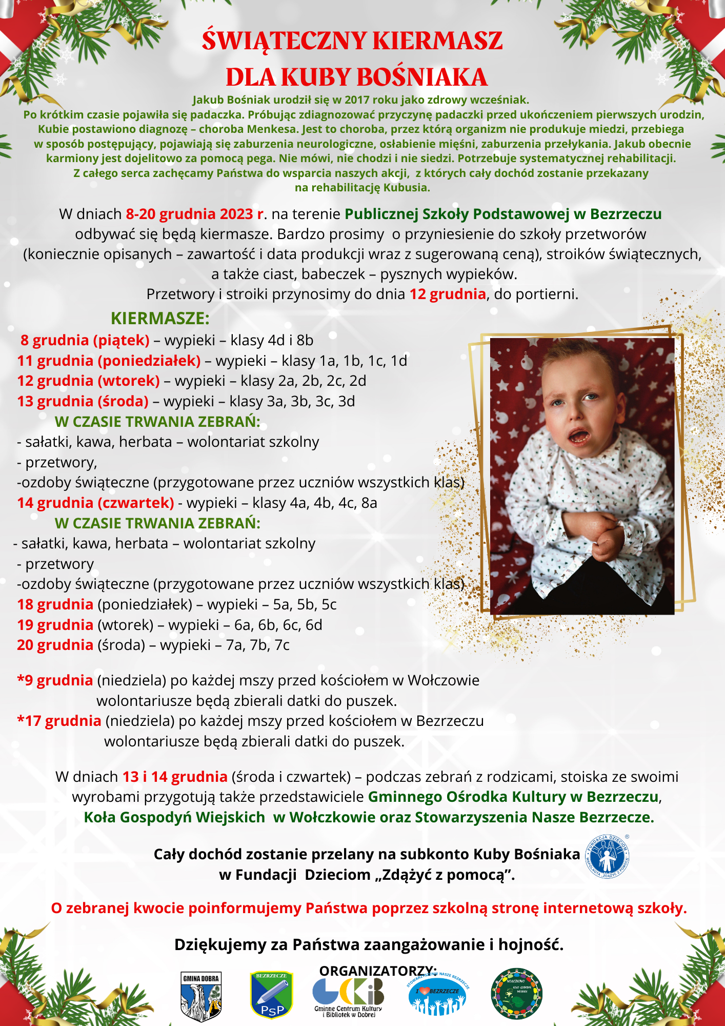 Świąteczny kiermasz dla Kuby Bośniaka