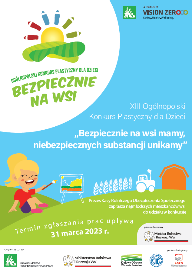 Konkurs plastyczny "Bezpiecznie na wsi mamy, niebezpiecznych substancji unikamy"