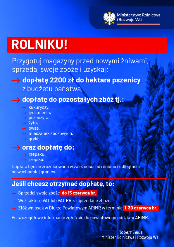 Nowe stawki dopłat do zboża