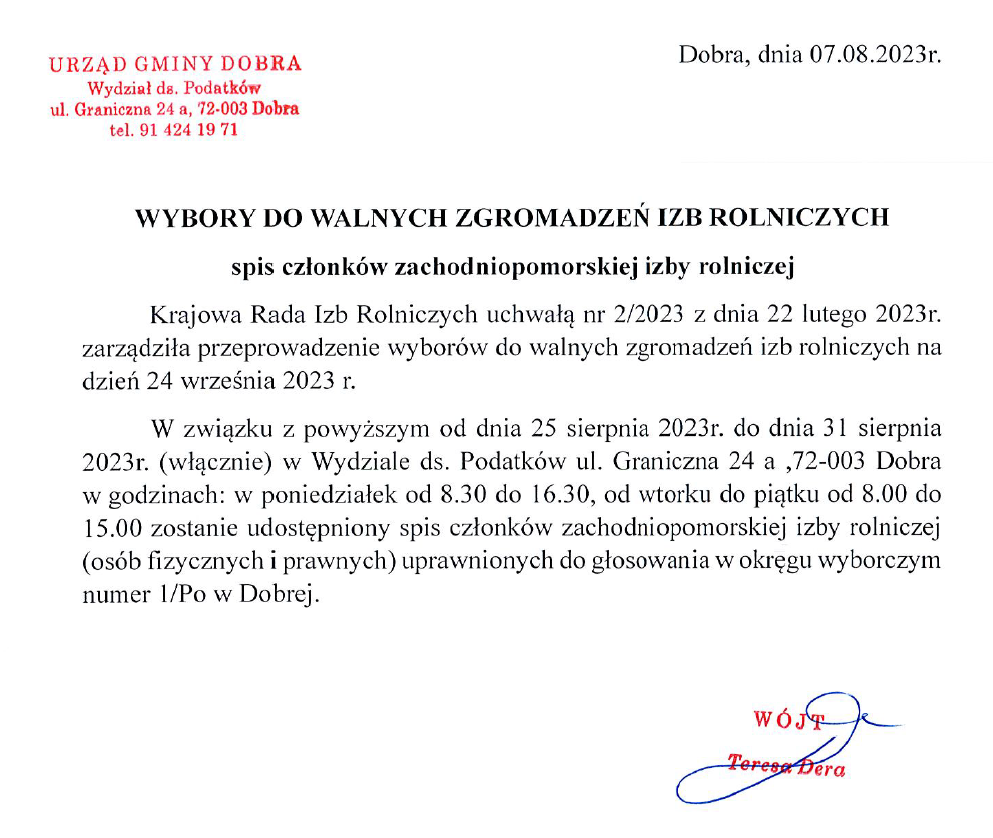 Wybory do walnych zgromadzeń izb rolniczych