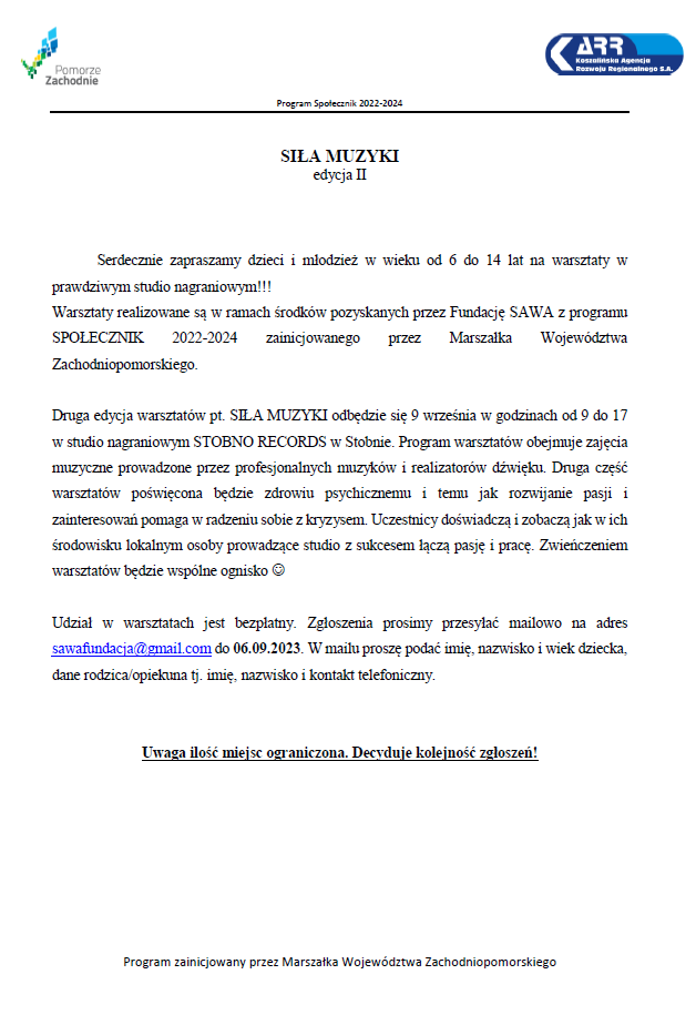 II edycja warsztatów pod nazwą "Siła Muzyki"