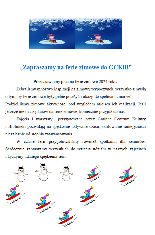 Ferie zimowe w GCKiB