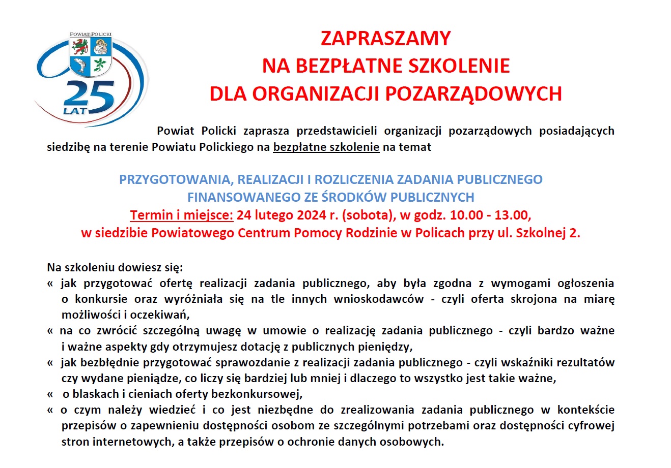 Bezpłatne szkolenia dla organizacji pozarządowych
